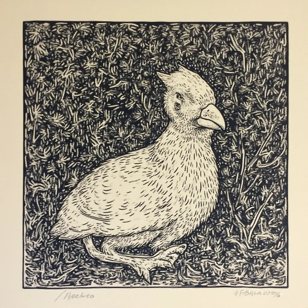 Geometric patterns linocut print